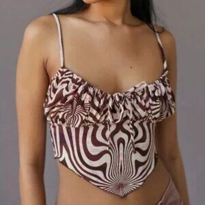 Urban Outfitters Brown Swirl Print Handkerchief Top NWT Size S